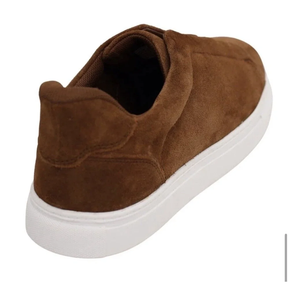 George Men's Gore Slip On Shoes Cognac Brown NWT Size 9 Genuine Leather Easy On